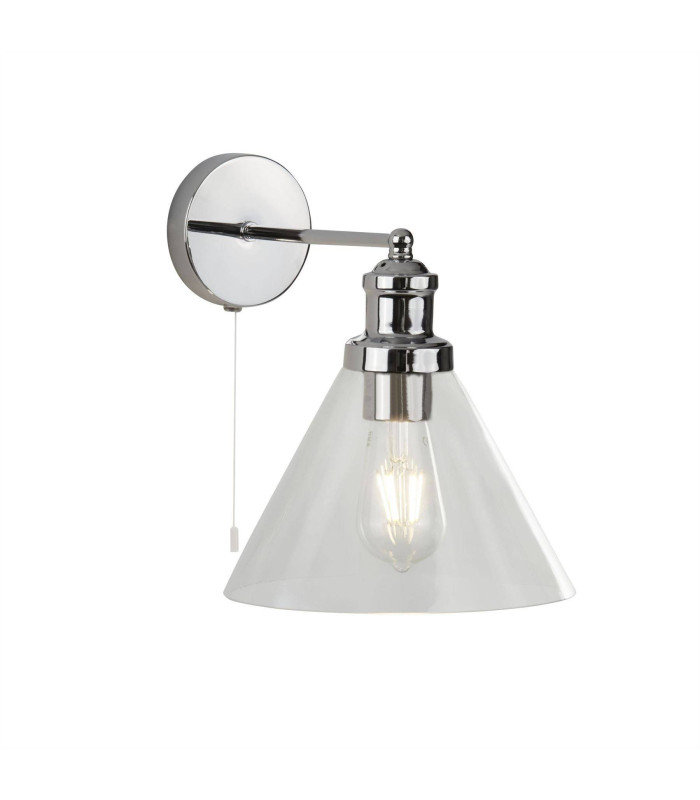 Pyramid 1 Light Wall Chrome Glass Shade E27_Main