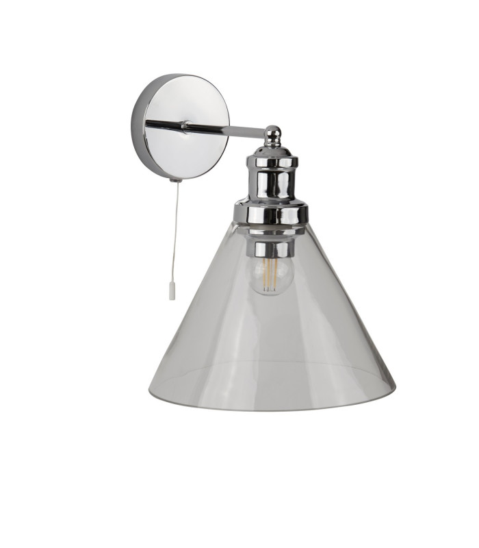 Pyramid 1 Light Wall Chrome Glass Shade E27_Off