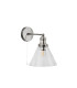 Pyramid 1 Light Wall Satin Silver Glass Shade E27_Off