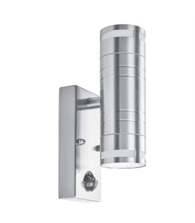 2 Light Outdoor PIR Up Down Wall Light Stainless Steel IP44 GU10_Main