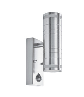2 Light Outdoor PIR Up Down Wall Light Stainless Steel IP44 GU10_Off