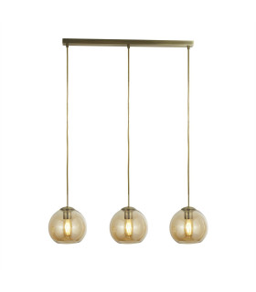 3 Light Pendant Bar Antique Brass Amber E27_Main