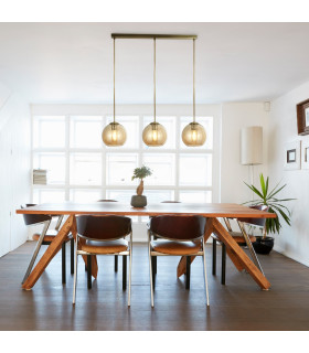 3 Light Pendant Bar Antique Brass Amber E27_Room