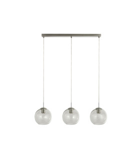3 Light Pendant Bar Satin Silver Glass Shade E27_Off