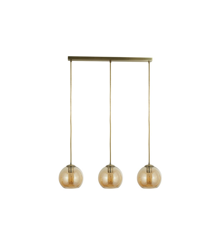 3 Light Pendant Bar Antique Brass Amber E27_Off