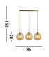 3 Light Pendant Bar Antique Brass Amber E27_Line