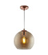 Balls 1 Light Pendant Amber Glass Shade Antique Brass E27_Main
