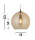 Balls 1 Light Pendant Amber Glass Shade Antique Brass E27_Line