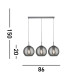 3 Light Pendant Bar Chrome Smoked E27_Line