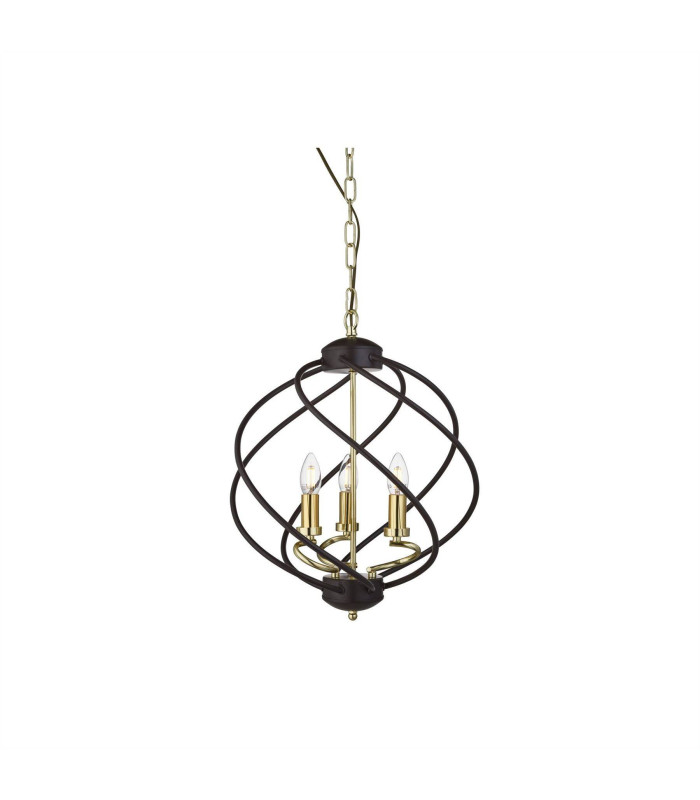 Flow 3 Light Spherical Pendant Matt Black Dark Bronze E14_Main