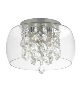 3 Light Bathroom Flush Ceiling Light Chrome Crystal IP44 G9_Off