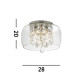 3 Light Bathroom Flush Ceiling Light Chrome Crystal IP44 G9_Line
