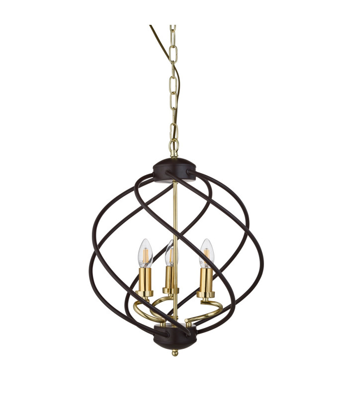 Flow 3 Light Spherical Pendant Matt Black Dark Bronze E14_Off
