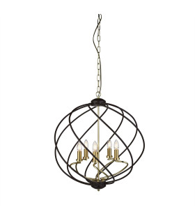 Flow 5 Light Spherical Pendant Matt Black Dark Bronze E14_Main