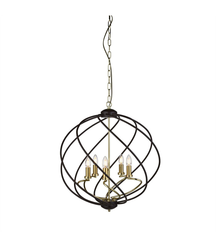 Flow 5 Light Spherical Pendant Matt Black Dark Bronze E14_Main