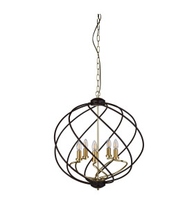 Flow 5 Light Spherical Pendant Matt Black Dark Bronze E14_Off