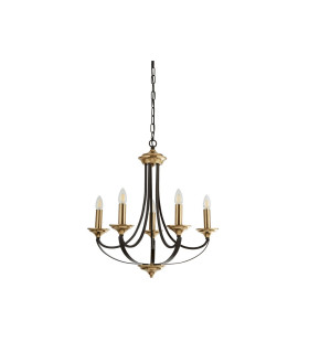 Belfry 5 Light Multi Arm Pendant Dark Bronze Brown E14_Off