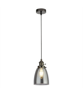 1 Light Pendant Black Chrome Smoked Glass E27_Main