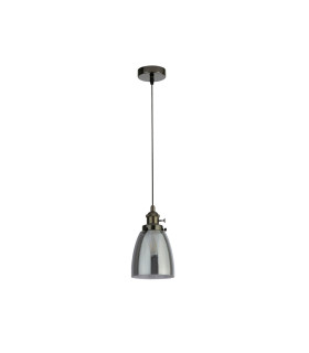1 Light Pendant Black Chrome Smoked Glass E27_Off
