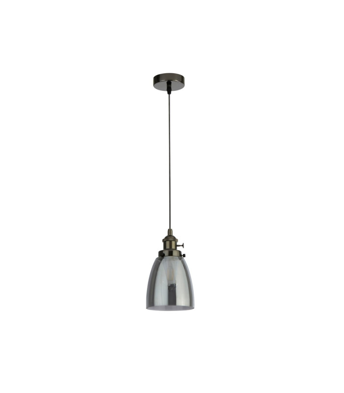 1 Light Pendant Black Chrome Smoked Glass E27_Off