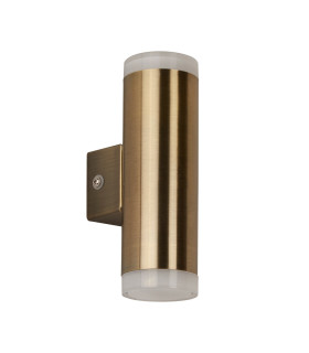 Integrated LED 2 Light Outdoor Up & Down Wall Light Antique Brass Frosted IP44_Off