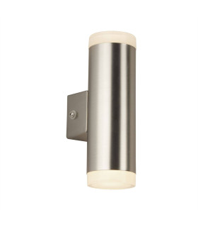 Integrated LED 2 Light Outdoor Up & Down Wall Light Satin Silver IP44_Main