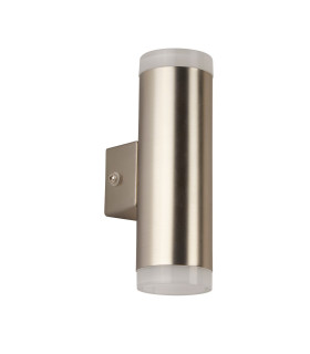 Integrated LED 2 Light Outdoor Up & Down Wall Light Satin Silver IP44_Off