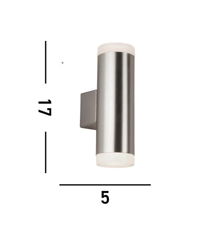 Integrated LED 2 Light Outdoor Up & Down Wall Light Satin Silver IP44_Line