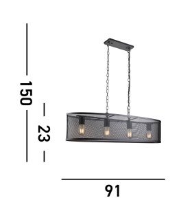 Fishnet 4 Light Bar Pendant Mesh Matt Black E27_Line