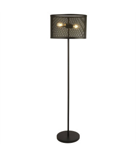 Fishnet 2 Light Floor Lamp Mesh Matt Black E27_Main