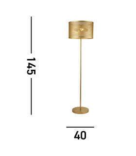 Fishnet 2 Light Floor Lamp Mesh Matt Gold E27_Line