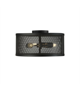 Fishnet 3 Light Flush Ceiling Light Mesh Matt Black E27_Main