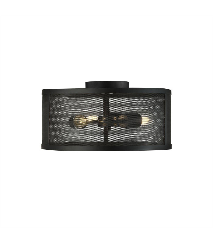 Fishnet 3 Light Flush Ceiling Light Mesh Matt Black E27_Main