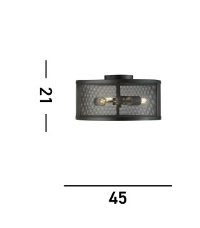 Fishnet 3 Light Flush Ceiling Light Mesh Matt Black E27_Line
