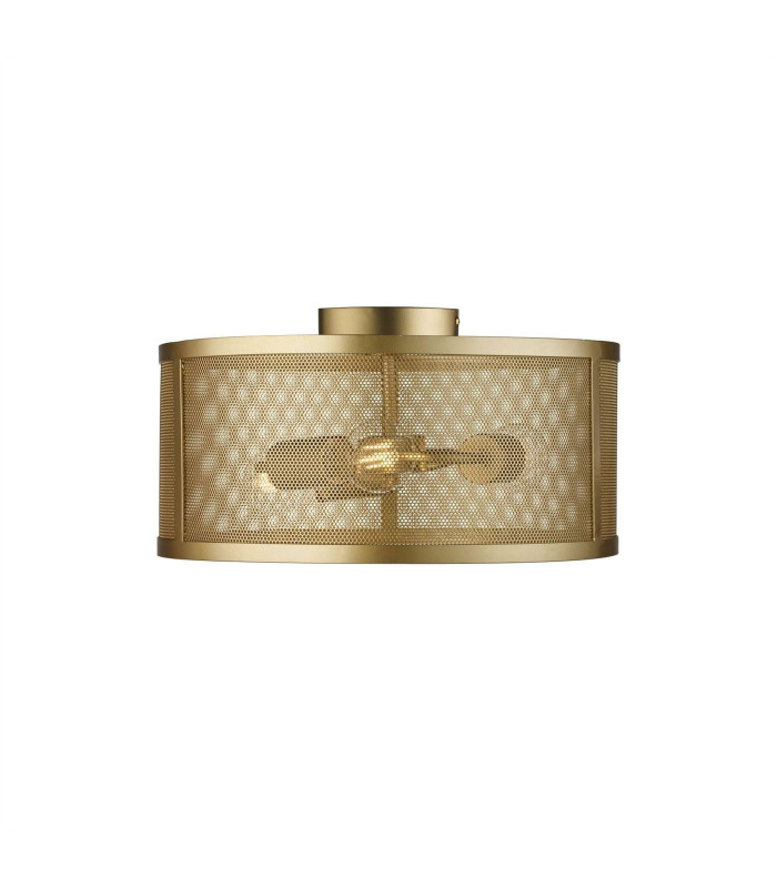 Fishnet 3 Light Flush Ceiling Light Mesh Matt Gold E27_Main