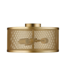 Fishnet 3 Light Flush Ceiling Light Mesh Matt Gold E27_Off