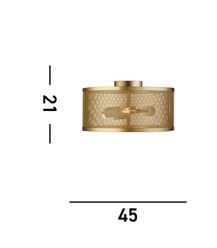 Fishnet 3 Light Flush Ceiling Light Mesh Matt Gold E27_Line