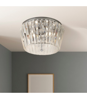 3 Light Flush Light Chrome with Glass E27_Room