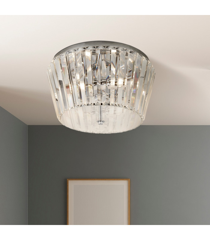 3 Light Flush Light Chrome with Glass E27_Room