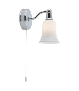 Belvue 1 Light Bathroom Wall Light Chrome White Shade IP44 G9_Main