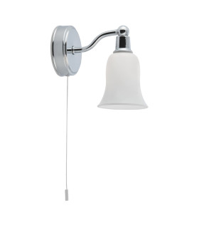 Belvue 1 Light Bathroom Wall Light Chrome White Shade IP44 G9_Off