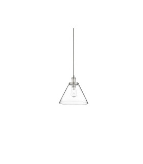 Pyramid 1 Light Pendant Satin Silver Glass Shade E27_Off