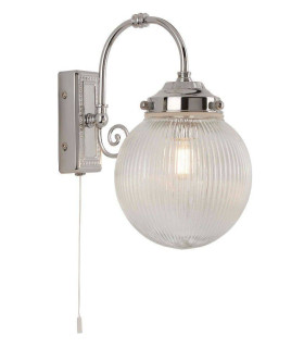 Belvue 1 Light Bathroom Chrome Glass Shade IP44 E14_Main