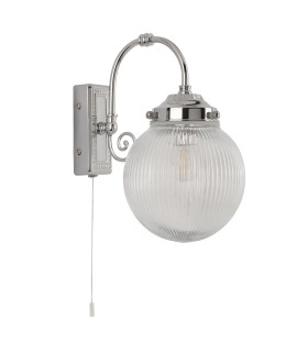 Belvue 1 Light Bathroom Chrome Glass Shade IP44 E14_Off