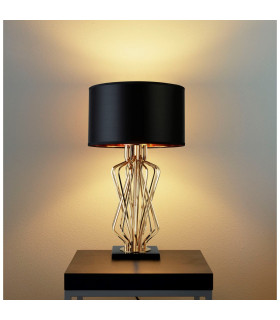 Ethan 1 Light Table Lamp Gold Black Shade E27_Room