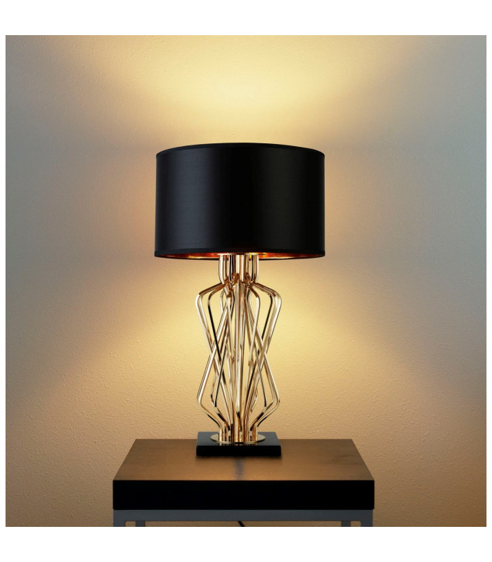 Ethan 1 Light Table Lamp Gold Black Shade E27_Room