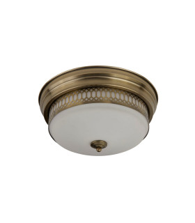 Edinburgh 2 Light Bathroom Flush Ceiling Antique Brass White IP44 E27_Off