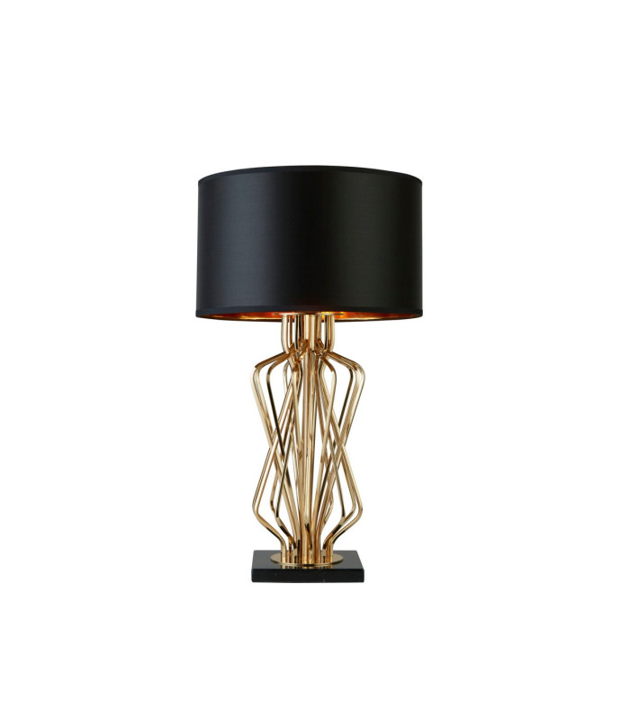 Ethan 1 Light Table Lamp Gold Black Shade E27_Off
