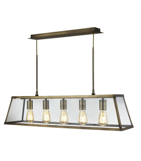 Voyager 5 Light Lantern Pendant Bar Antique Brass E27_Main