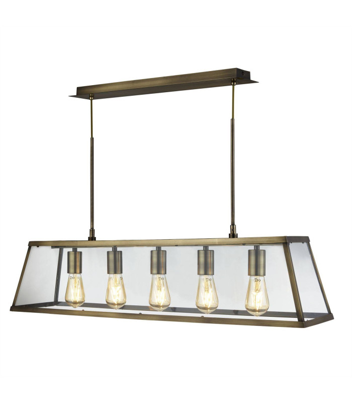 Voyager 5 Light Lantern Pendant Bar Antique Brass E27_Main